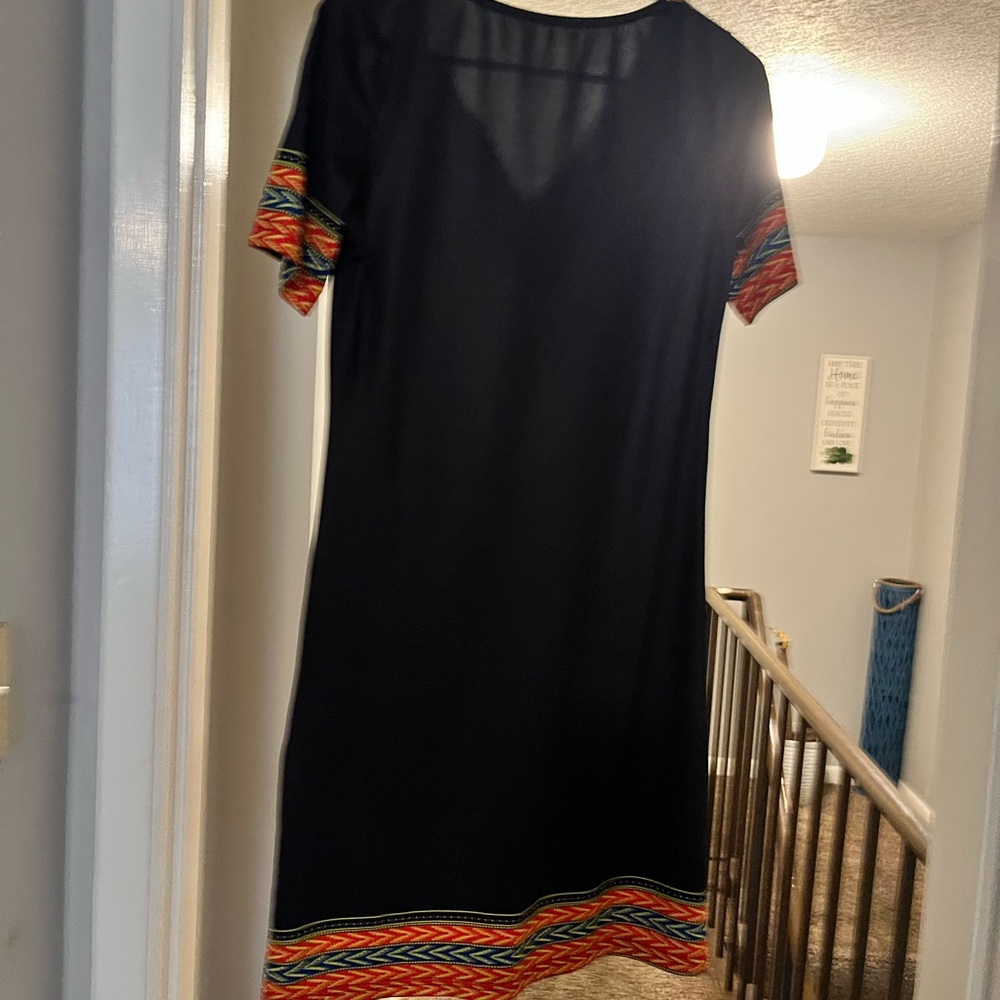 Elegant Black Dress with Vibrant Accents